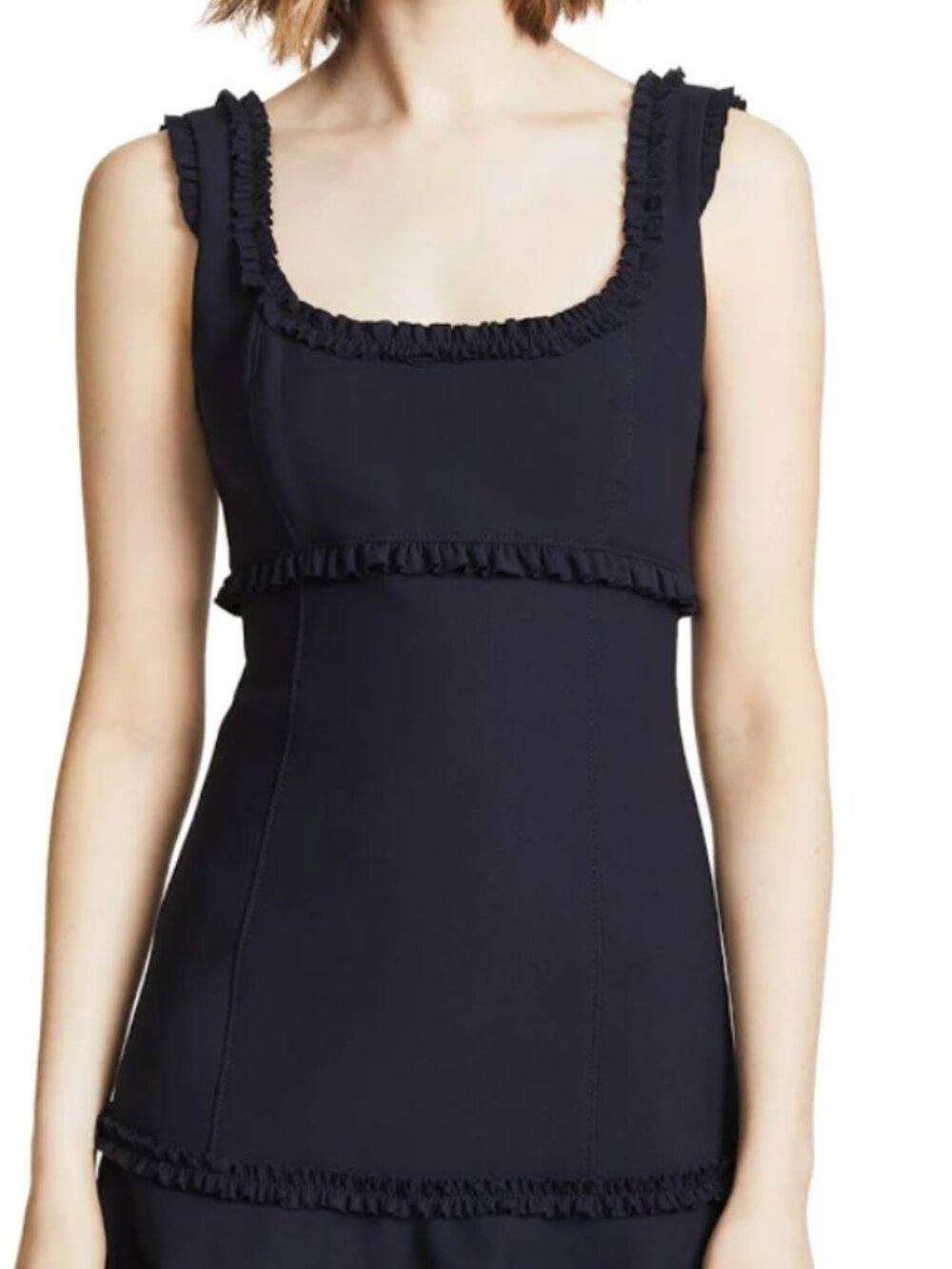 Cinq à Sept Classic Ruffle-Trim Sleeveless Dress | Size 8